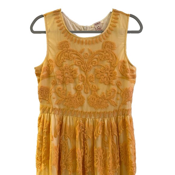 Sundance Deep Yellow Romantic Dress 10 Lace Embroidery Occasion Sleeveless Boho - Picture 6 of 14